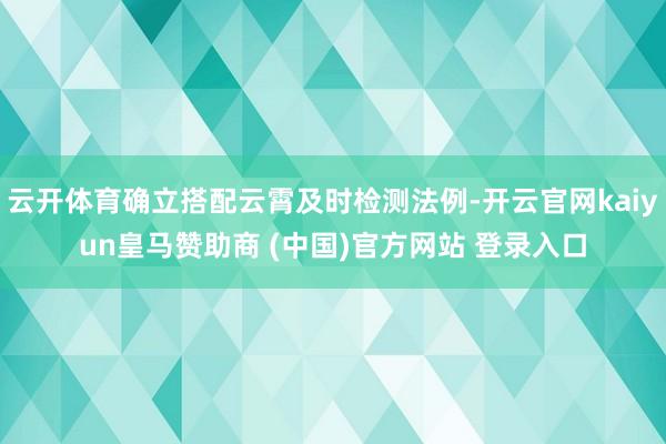 云开体育确立搭配云霄及时检测法例-开云官网kaiyun皇马赞助商 (中国)官方网站 登录入口