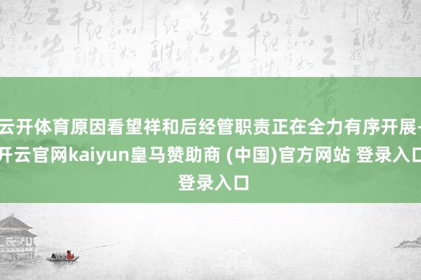 云开体育原因看望祥和后经管职责正在全力有序开展-开云官网kaiyun皇马赞助商 (中国)官方网站 登录入口